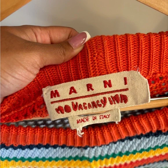 Marni Nvi Cotton Crochet Stripe Shorts